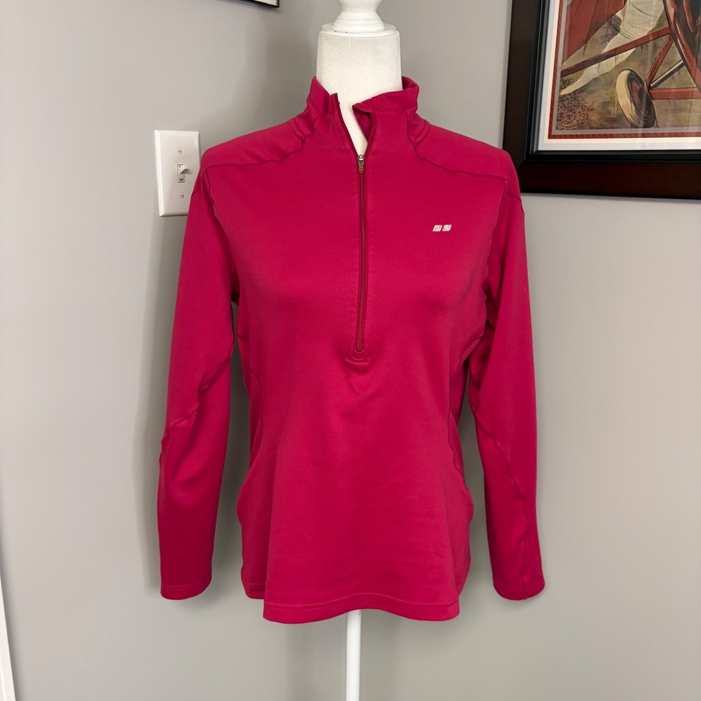 Koppen Womens Quarter Zip Performance Pullover Pink Long Sleeve Top WOA1022 L